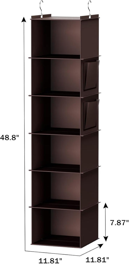 YOUDENOVA Hanging Closet Organizer, 6-Shelf Closet Hanging Storage Shelves