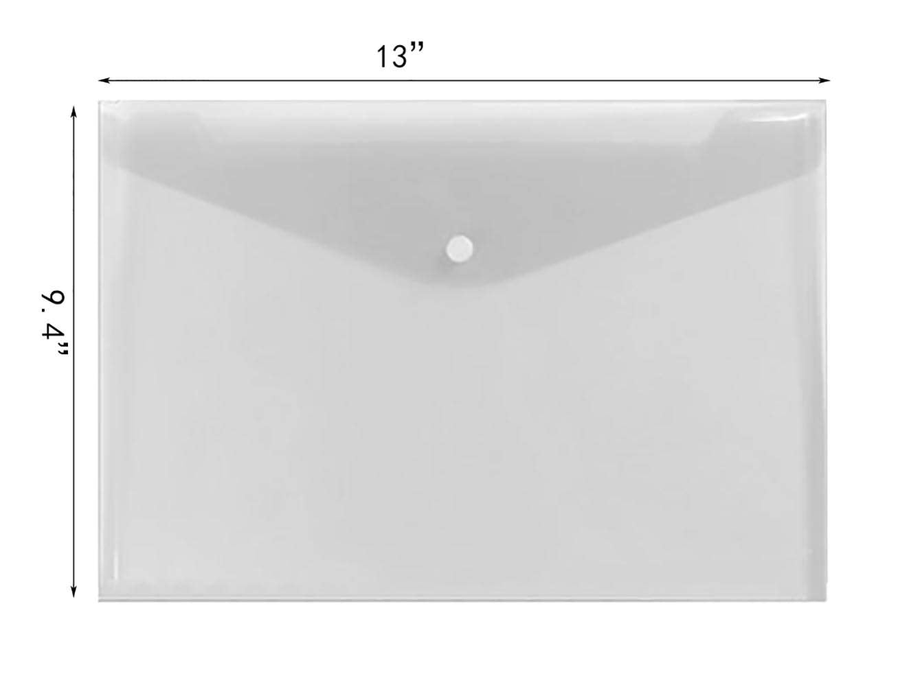 Wiekyze Poly Envelope 12 Pcs Document Envelopes with Snap Button Quality Clear Document Folder for A4 Size (‎Clear)