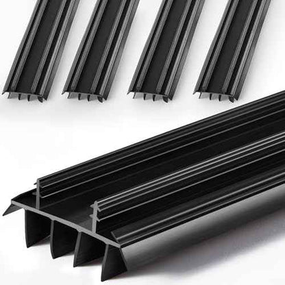 Replacement Door Bottom with Vinyl Fins 36" Long 1 3/4" Wide Threshold Seal Bottom of Door Weatherstrip Kerf Weather Stripping for 7/8" Between Barbs(4 Pcs,Black)