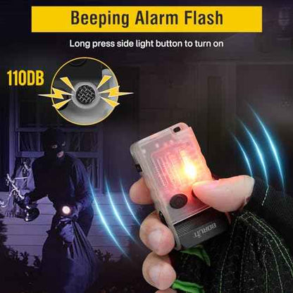 Boruit V20 Small Powerful Flashlight Super Bright with 365nm UV, Red Blue Green Warm Light, 180¡Æ Swivels, 110dB Buzzer, Mini Keychain Pocket Rechargeable LED Flashlights Usb EDC Clip Flash Light White