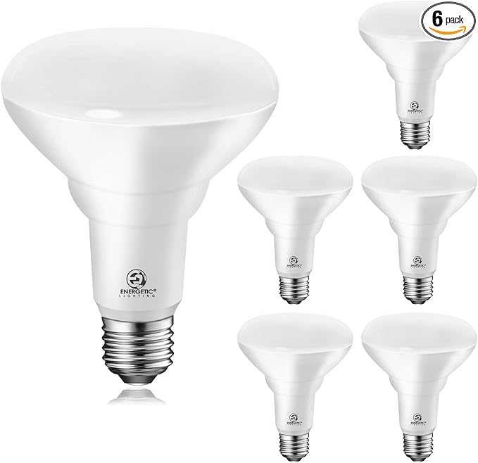 Energetic BR30 Indoor Recessed Light Bulb, Dimmable, 11W=75W, 3000K Warm White Flood Light, 900LM, CRI85+, LED Can Light Bulb for Ceiling, 6-Pack