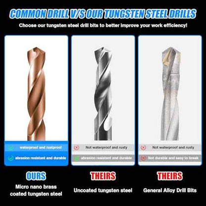 Solid Carbide 3/16" Drill Bits, Tungsten Carbide Drill Bit Set with TISIN Coated, Metal Drill Bit Set for Stainless Steel Hardened Steel Cast Iron Alloy Copper, 2 Pcs