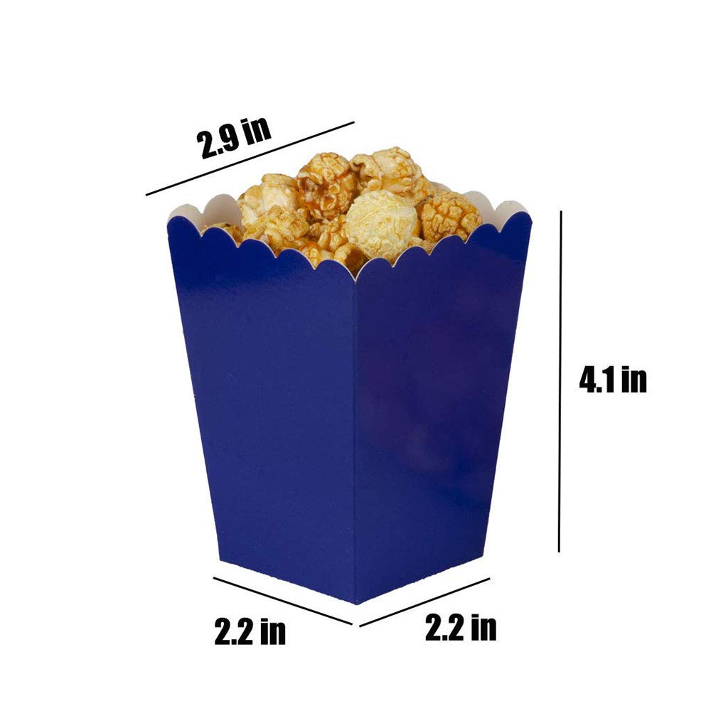AimtoHome Navy Blue Popcorn Boxes Mini Pack of 24, Paper Popcorn Container for Birthday Party, Graduation, Wedding, Carnival, Movie Night
