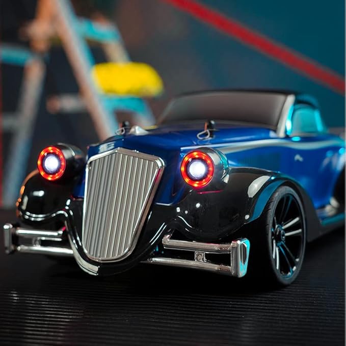 1:16 Scale Off-Road Retro Classic Car SCY-16302-2.4G 4WD 35km/h High-Speed Racing Damping Climbing Off-Road Vehicles Christmas Birthday Gift for Adults(Metal Blue)
