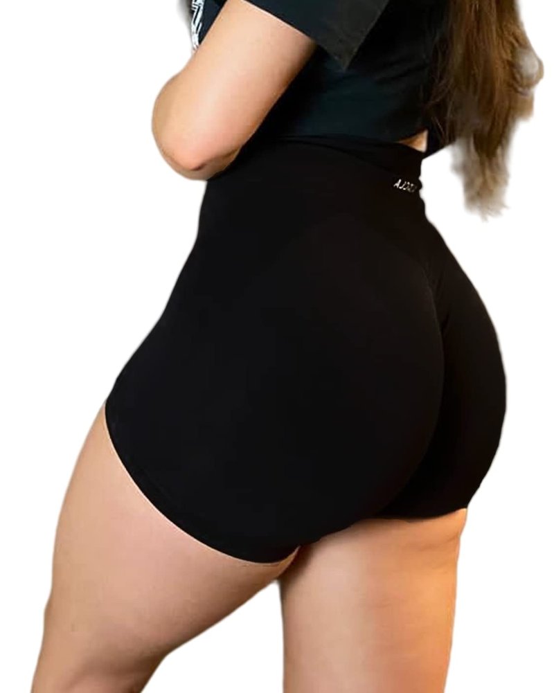 AUROLA Intensify Workout Shorts for Women Seamless Scrunch Short Gym Yoga Running Sport Active Exercise Fitness Shorts(L,Black)