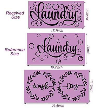 Zonon Laundry Stickers Laundry Room Decor Decal Quote Wash Dry Sticker for Home Apartment Washing Machine Dryer Room Decor
