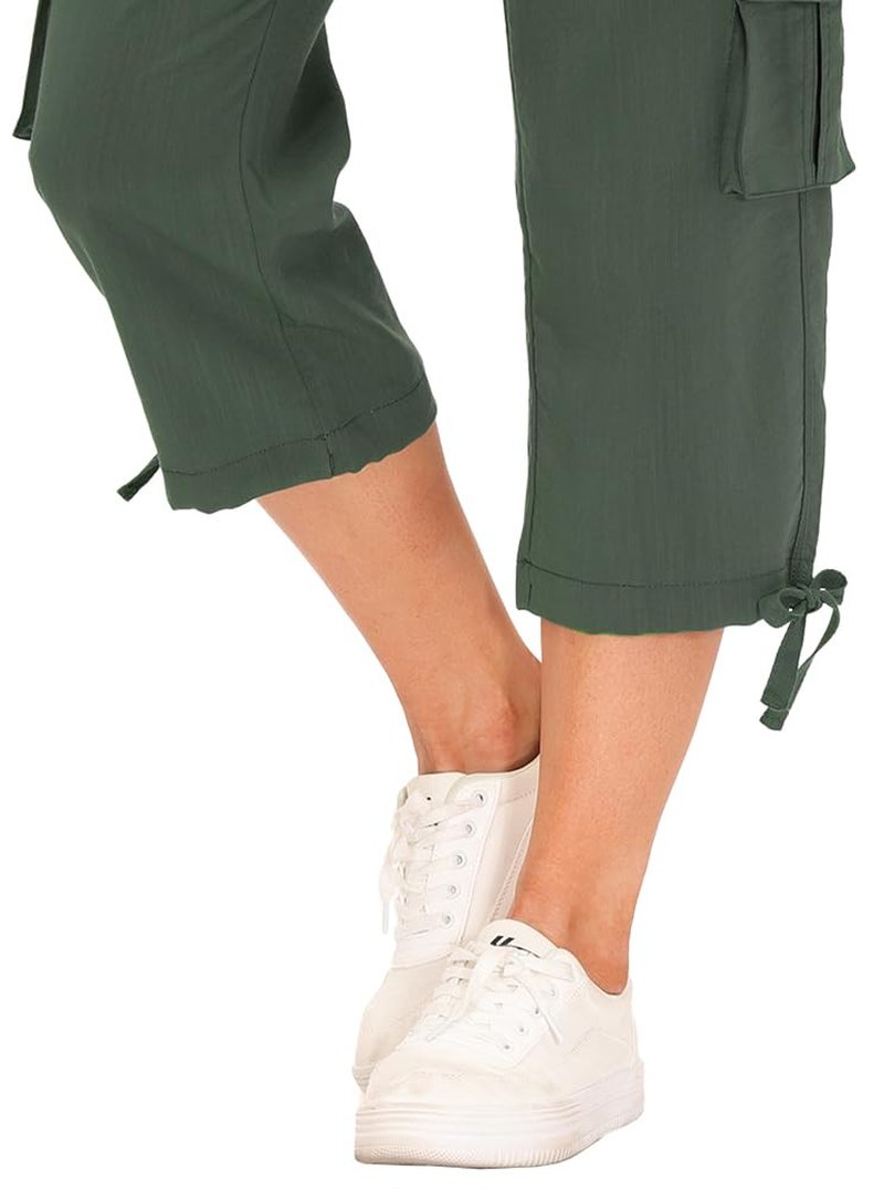 Womens Hiking Cargo Shorts Dry Fit Stretch Athletic Shorts with Pockets Army Green