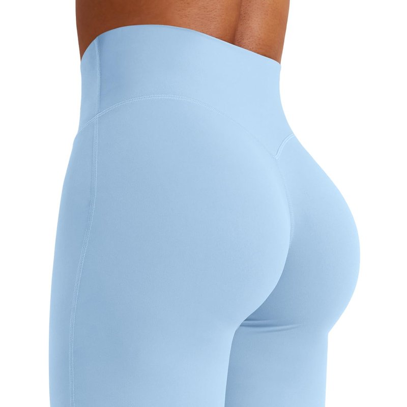YEOREO Workout Leggings Womens No Front Seam Straight Leggings 29" High Waist Buttery Eddiy Gym Yoga Pants Airy Blue L