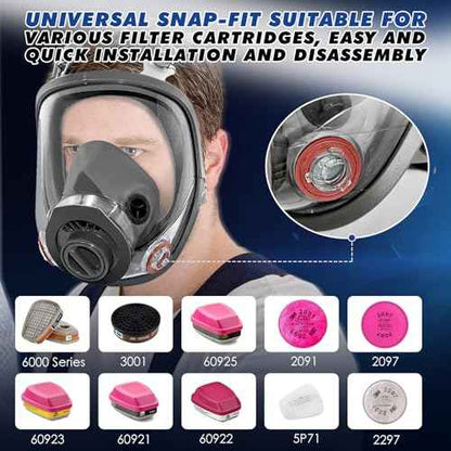 Full Face Gas Masks Survival Nuclear and Chemical, Reusable Full Face Respirator Gas Mask with Activated Carbon Filter