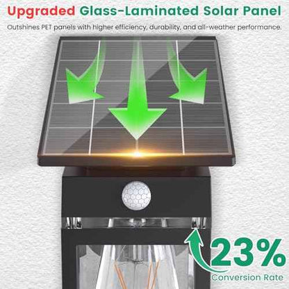2 Pack Solar Porch Lights Outdoor, Dusk to Dawn & Motion Sensor Wall Light with Lantern Shape, 3 Modes IP65 Waterproof, E26 Bulb Exterior Sconce for Front Porch, Garage, Patio Security