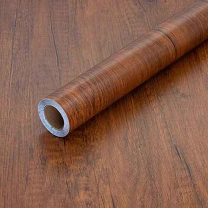 Decoroom Peel and Stick Wood Grain Contact Paper 17.7"x118" Brown Wooden Look Wall Paper Self-Adhesive Wood Wallpaper Removable Vinyl Wrap for Old Furniture Kitchen Cabinets Countertop