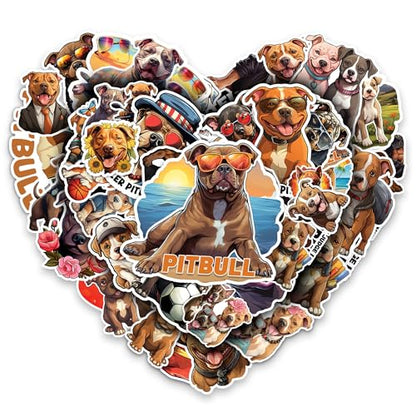 Pitbull Stickers 50 Pieces Vinyl Waterproof Decal for Laptop Water Bottle Phone Car Window Bike Motorcycle Stakeboard Scrapbook Pitbulls Sticker Gifts for Kid Teen Adult