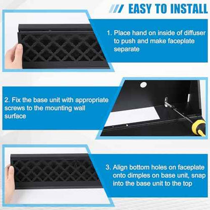 Blulu 2 Pcs 18 Inch Baseboard Register Duct Opening Size Modern Design Vent Covers for Home Floor Wall Baseboard Air Covers Supply Floor Diffuser Including Screws (Black)