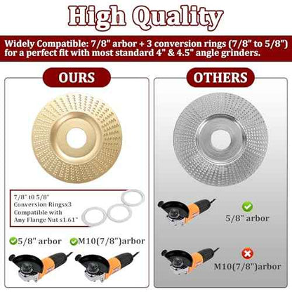 19 Pcs Wood Carving Disc Set for 4" & 4.5" Angle Grinder | Stump Tool Grinding Wheel Disc with 7/8"-5/8" Adapter Ring | Woodworking Cutting Shaping Sanding Polishing Discs Kit for Quick Carving