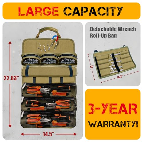 Roll Up Tool Bag Organizer: Father's Day Gift For Men, Dads, Mechanics, Electricians, Motorcycle Enthusiasts, Construction Workers, and Hobbyists - Gifts for Father's Day (Large)
