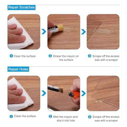 PATIKIL Furniture Repair Crayons, 6 Pcs Wax Wood Filler Sticks Wood Wax Crayons for Scratches, Wood Floor, Holes, Tables, Milky White
