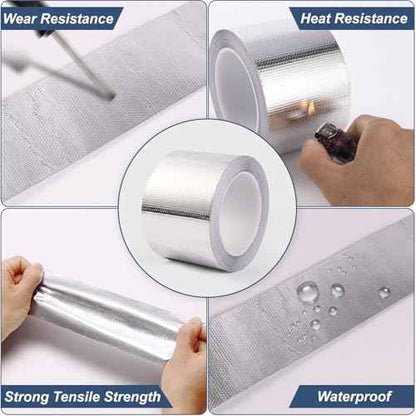 Fiberglass Aluminum Foil Tape 1 Inch x 66 Feet (5.9mil) ? Heavy Duty HVAC Metal Tape,High Temp Waterproof Insulation Adhesive for Ductwork, Furnace, Dryer Vent, AC, Pipe Sealing & Repair