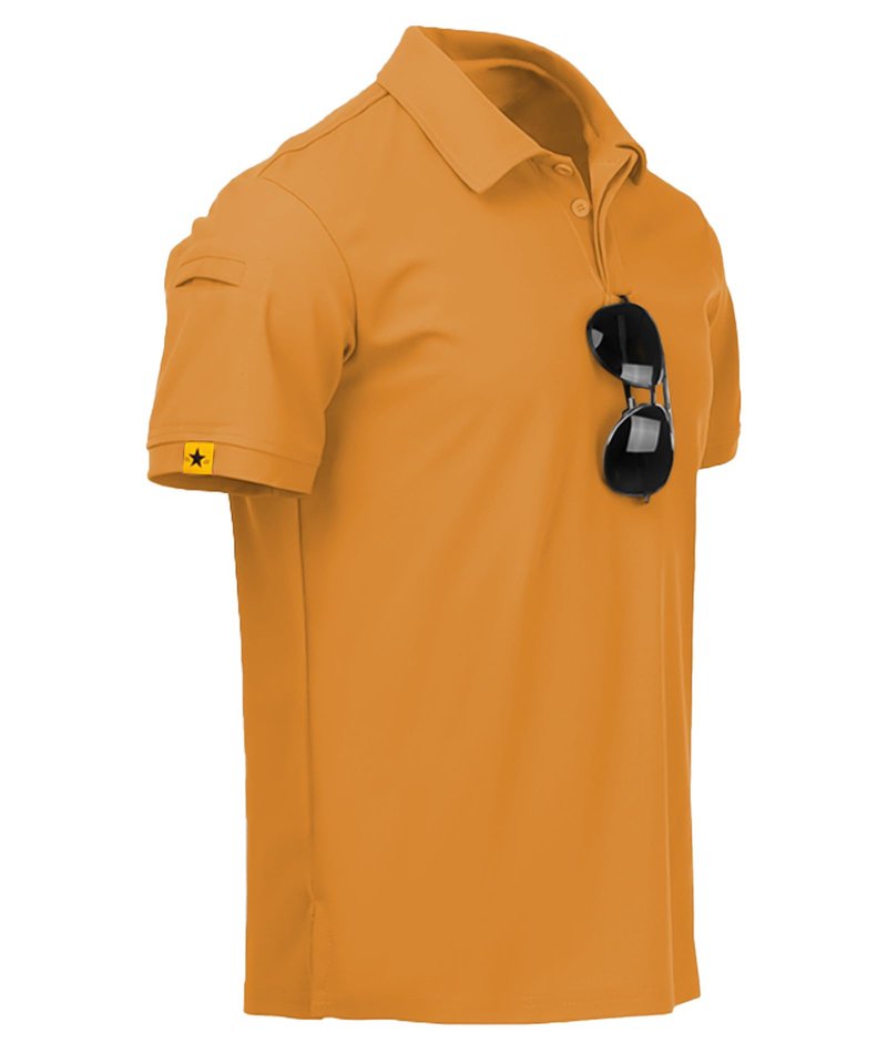 ZITY Mens Polo Shirt Short Sleeve Sports Tactical T-Shirt Athletic Golf Polos Daily Casual Stylish Collared Shirts for Men Light Orange Medium