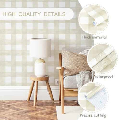 Peel and Stick Wallpaper Boho Modern Wall Paper Checkered Peel and Stick Removable Contact Paper Self Adhesive Wallpapers for Bedroom Bathroom Cabinet Shelf Liner Vinyl 17.3" x 78.7"