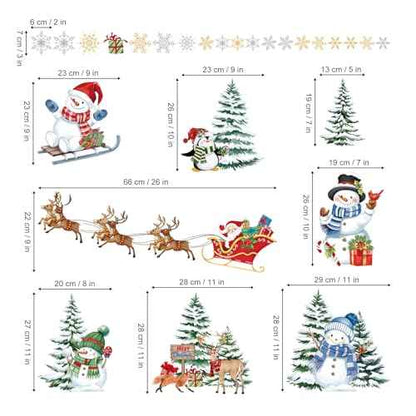 decalmile Christmas Winter Snowman Reindeer Window Clings Reusable Santa Claus Elk Xmas Tree Window Decals Double Side Printed Window Stickers Glass Door Home Party Shop Showcase Decoration