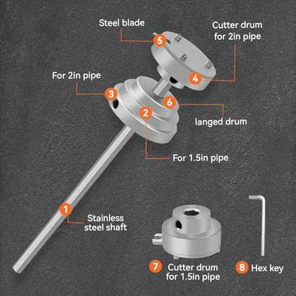 Inside Pipe Cutter for PVC Pipe-Aluminum Alloy Internal PVC Pipe Cutter for 1-1/2"and 2"Pvc Pipe, 7"Adjustable Cutting Depth PVC Pipe Cutter Tool Suitable for ABS, PVC, CPVC, PE, or PP Material