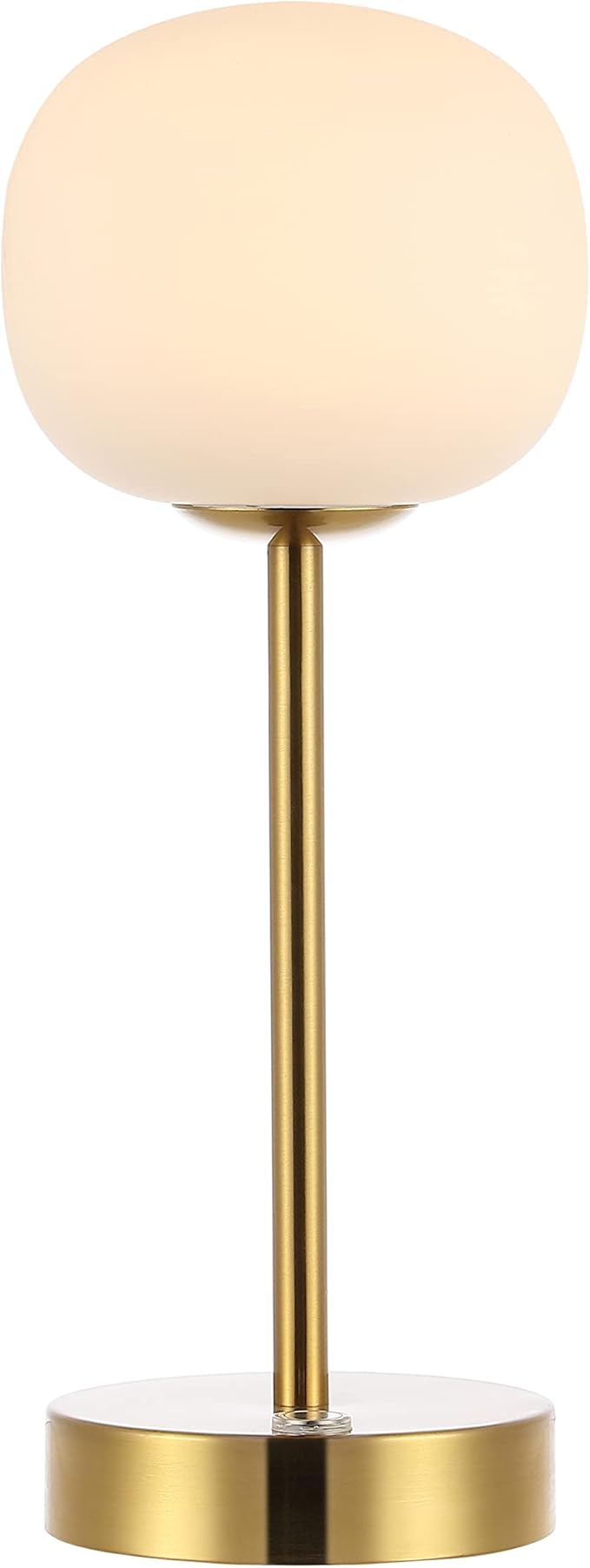 JONATHAN Y JYL7108C Natalia 12.25" Modern Minimalist Iron Rechargeable Integrated LED Table Lamp Contemporary Bedside Desk Nightstand Lamp for Bedroom Living Room Office, Brass Gold/White