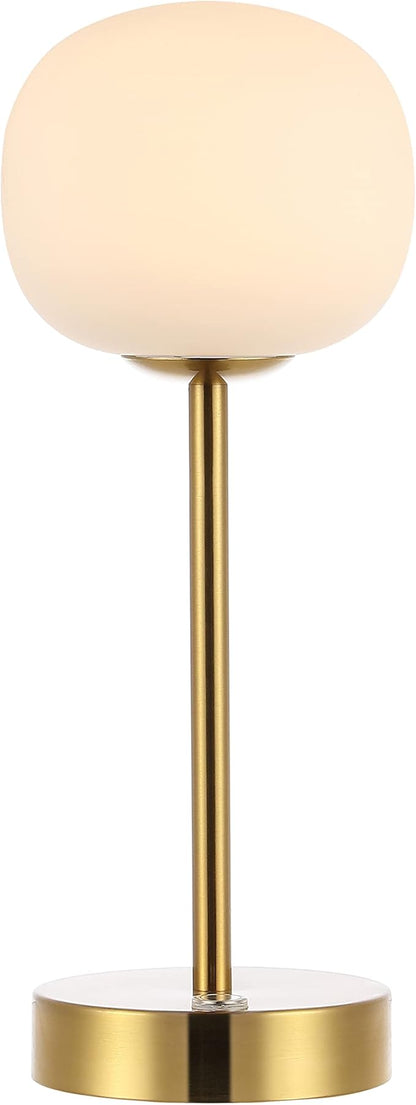 JONATHAN Y JYL7108C Natalia 12.25" Modern Minimalist Iron Rechargeable Integrated LED Table Lamp Contemporary Bedside Desk Nightstand Lamp for Bedroom Living Room Office, Brass Gold/White
