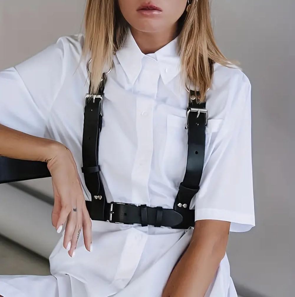 Punk Waist Belt Women Leather Body Chain Top Adjustable Straps Harness Gothic Corset Accessories for Dresses Party