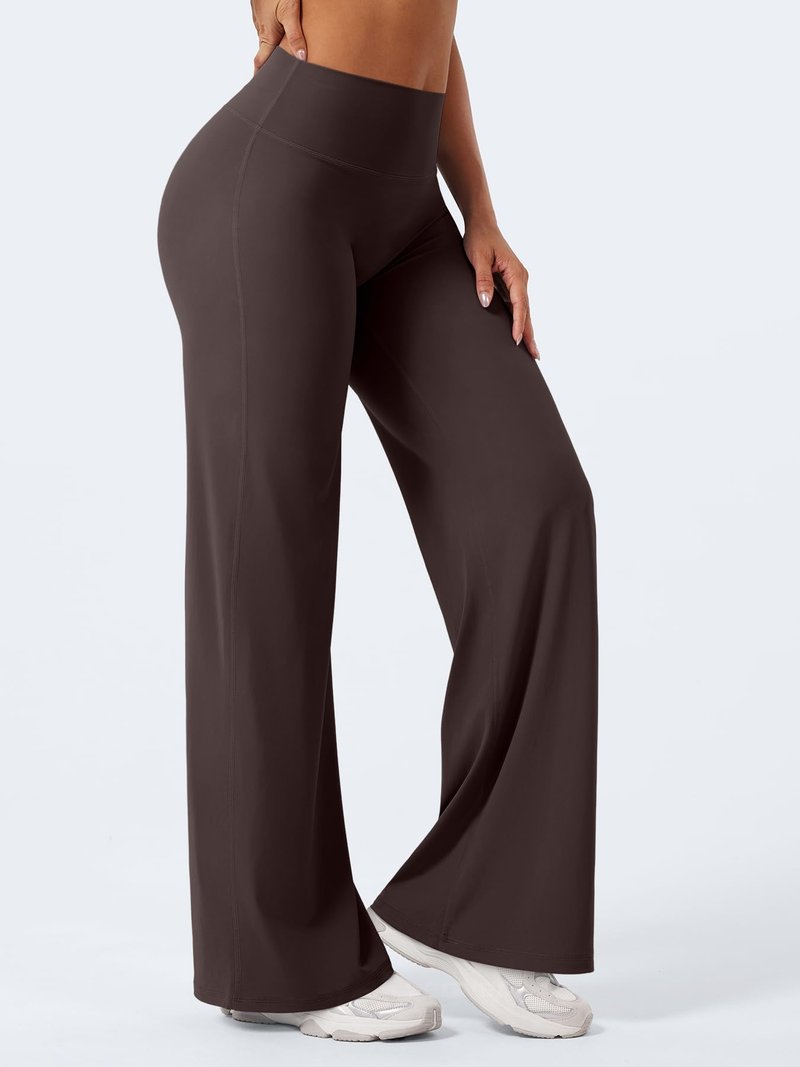 YEOREO Workout Leggings Womens No Front Seam Straight Leggings 31.5" High Waist Buttery Eddiy Gym Yoga Pants Dark Brown XXL