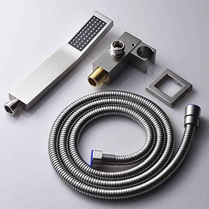 Brushed Nickel Solid Brass Shower Wand High Pressure Handheld Shower Head Detachable with 59inch Stainless Steel Shower Hose and Adjustable Bracket Set