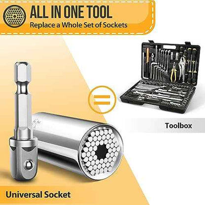Super Universal Socket Tools Set - Power Drill Adapter Grip Socket for Men and Women - Cool Gadgets and Stocking Stuffers Ideas for Dad, Husband, Him