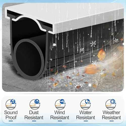 MYFAMIREA 16.4FT Garage Door Seals Bottom Rubber, Pre-drilled Aluminum Track Retainer Kit Weather Stripping, U+O Ring Weatherproof Threshold Strip Replacement Bottom for Garage Door,1.57" Width, Black