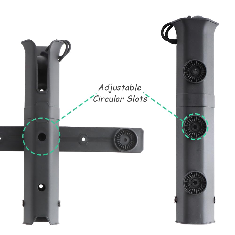 VTurboWay 3-Tube Adjustable Fishing Rod Holder, Removable Pole inserter, Self-Adhesive for Fishing Box Cooler, Drilling installation for Boat Yacht Kayak Fishing, Spinning Plastic, Black
