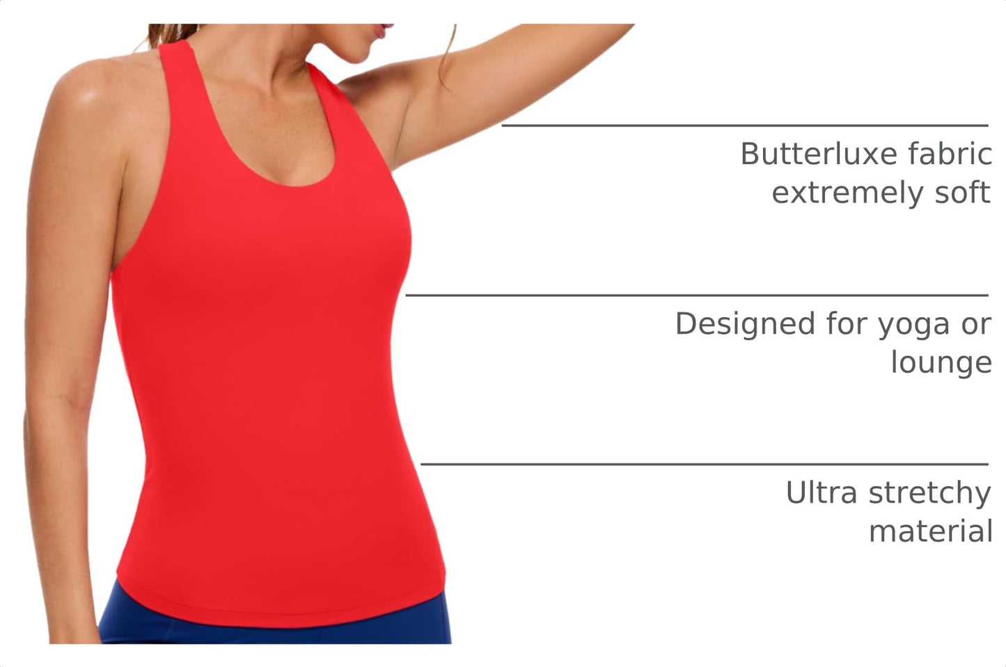 CRZ YOGA Butterluxe Workout Tank Tops for Women Built in Bras Padded - Racerback Athletic Spandex Yoga Camisole Deep Red X-Large