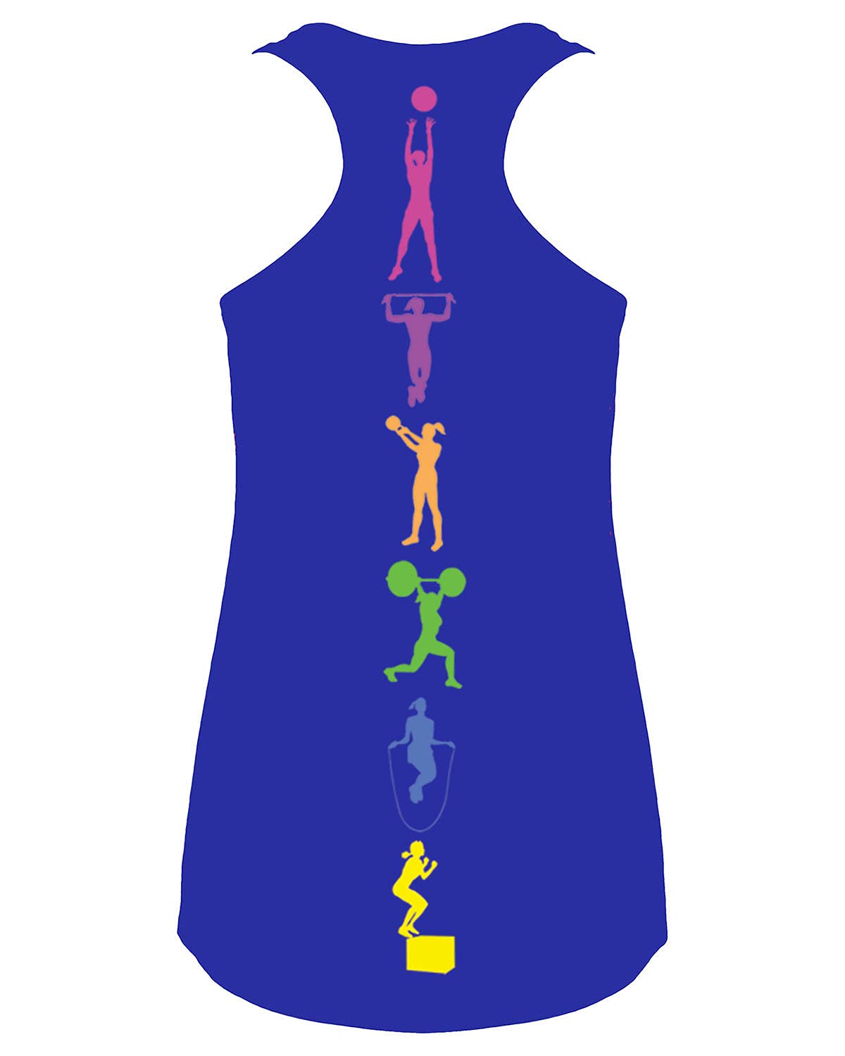 Women's Colorful Workout Lifting Fitness Moves Burnout Tank Top Royal Blue X-Small