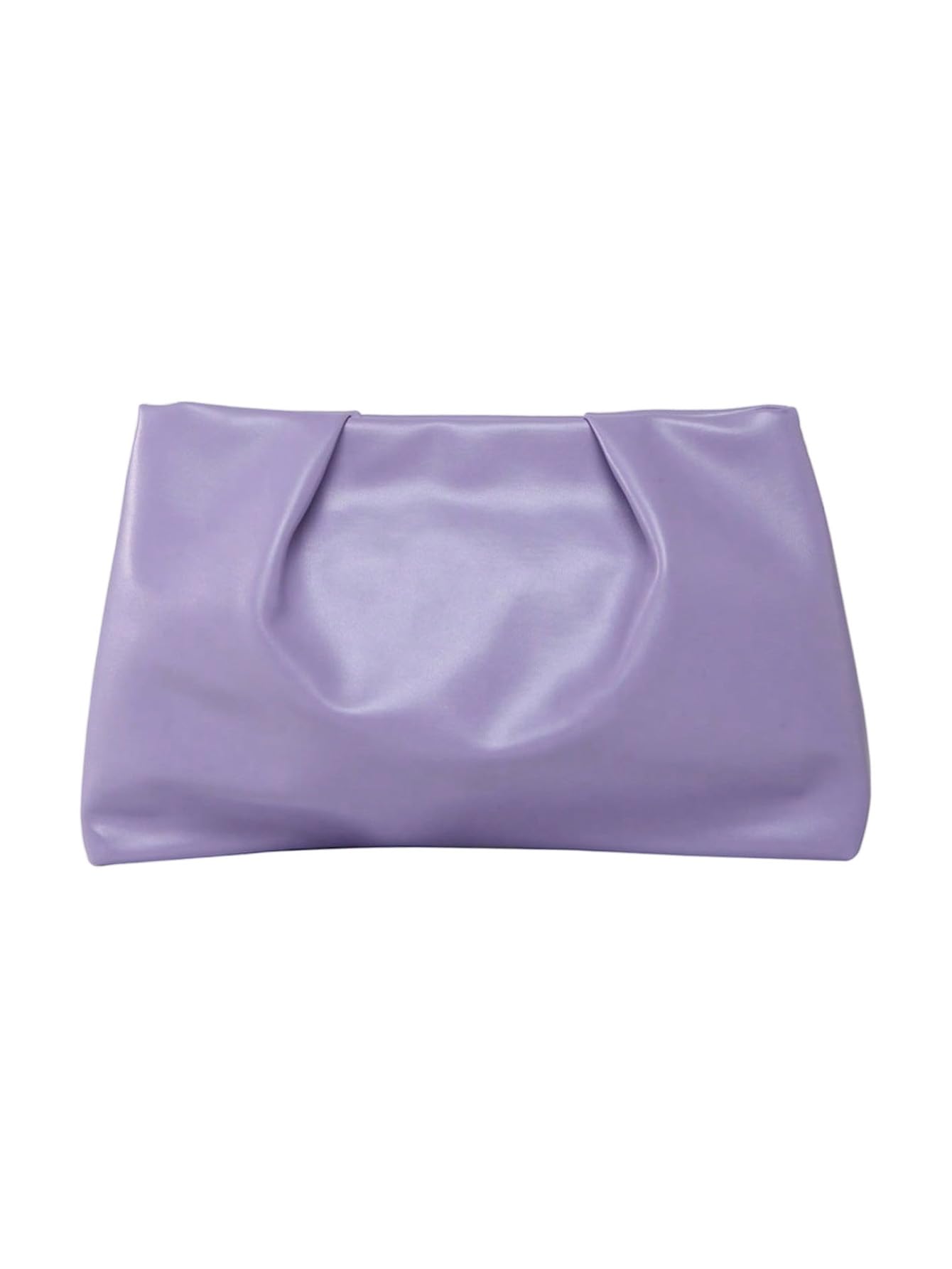OYOANGLE Women's PU Leather Clutch Purses Small Zipper Ruched Minimalist Handbag Purple One Size