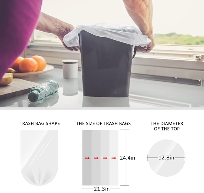 5 Gallon 330 Counts Strong Trash Bags Garbage Bags by Teivio, Bathroom Trash