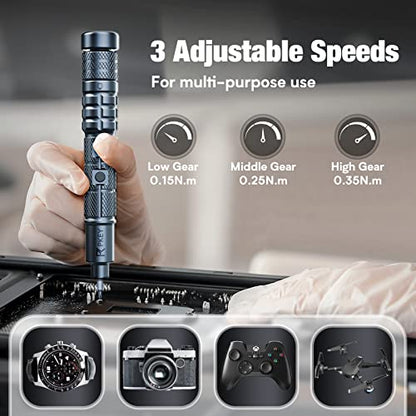 PKEY Mini Electric Screwdriver Set,Precision Electric Screwdriver£¬ Cordless with 28 Precision Magnetic Bits, 3 Gears Torque, Overload Protection, Repair Tool Set for Phone Camera Laptop Watch