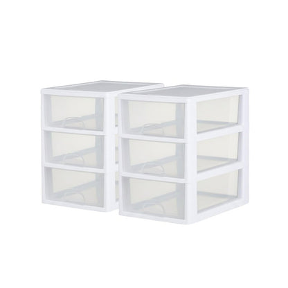 Sterilite 6-Pack Stacking Drawer, Clear Storage Closet Organizer, 6 Quart, White Frame - Stackable Plastic Drawers and Containers for Bedroom, Clothes, Dresser, Vanity, and Makeup Organization
