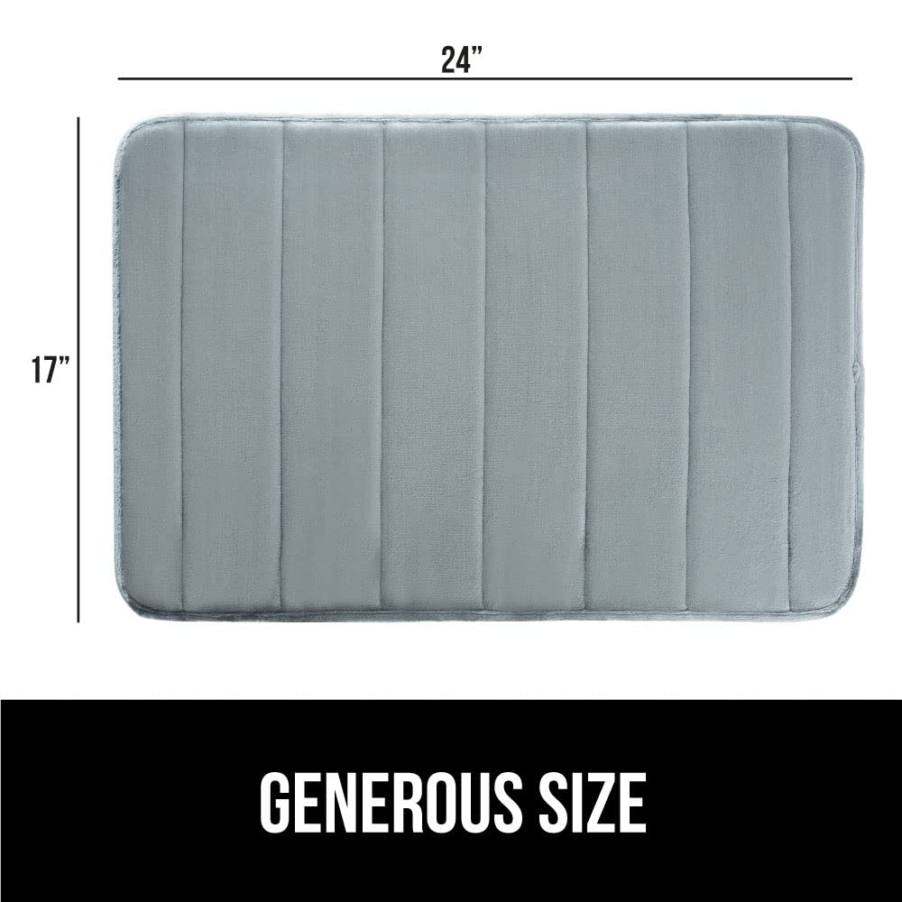 GORILLA GRIP Memory Foam Bath Mat, Soft Absorbent US Designed Bathroom Rug, Gripping Dots Machine Washable Bathmat, Cushioned Floor Mats, Shower Sink Rugs Room Décor Accessories, 24x17 Graphite Gray