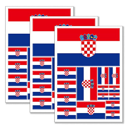QQSD Croatia Flag Sticker Croatian Decal in Multiple Sizes, 3 Pack, 11.7 x 8.3 Inches
