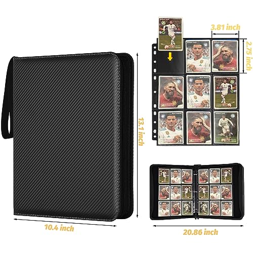 GERMUN 9 Pocket Card Binder, Premium Zip Trading Card Binder, 720 Double Sided Pocket PU Collection Binder, Collector Album, Card Folder for MTG, TCG, Sports Cards, (Black)