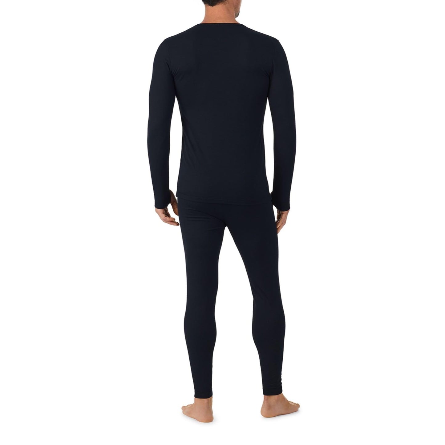Cuddl Duds Mens Heavyweight Fleece Lined 2 Piece Thermal Underwear Set – Long Sleeve Shirt & Leggings Base Layer for Cold Weather – Winter Clothing Long Johns Lounge Sets for Men, Black, XL