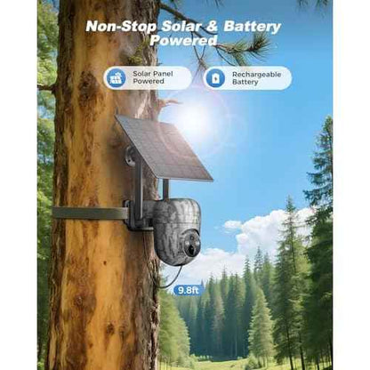 Xega 4G Cellular Solar Powered Wildlife Camera with SIM Card, 2K Trail Camera Outdoor, No WiFi Game Cam with Remote Access Night Vision Live Streaming Motion Detection, Only Support The Built-in SIM