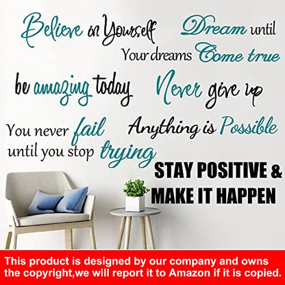 Inspirational Quotes Motivational Sayings Vinyl Peel & Stick Wall Decals for Women, Adults, Bedroom, Living Room, Office, Bathroom