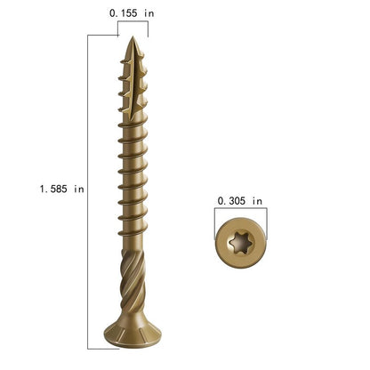 Wensilon #8 * 1-5/8" Deck Screws, (188pcs) 1 lbs.Exterior Wood Screws, Rust Resistant Epoxy Coated, Bronze, T20 Star Bit