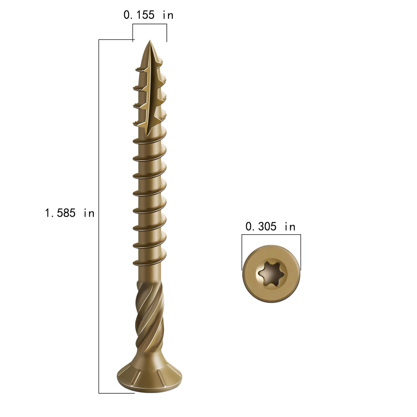 Wensilon #8 * 1-5/8" Deck Screws, (2833pcs) 15 lbs.Exterior Wood Screws, Rust Resistant epoxy Coated, Bronze, T20 Star Bit
