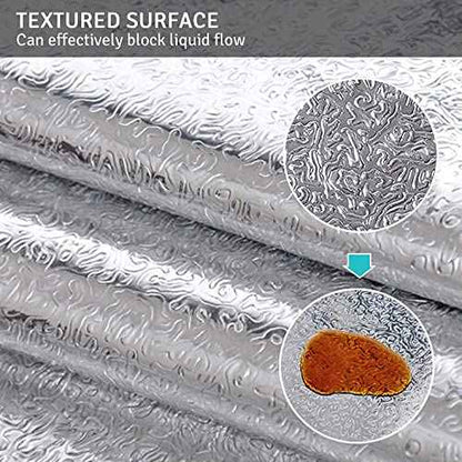 Kitchen Wallpaper Oil Proof Sticker Backsplash Aluminum Foil Self-Adhesive Paper Silver Cabinet Liner Shelf Liner Waterproof and Heat Resistant Peel and Stick Backsplash(15.7X118 Inches)