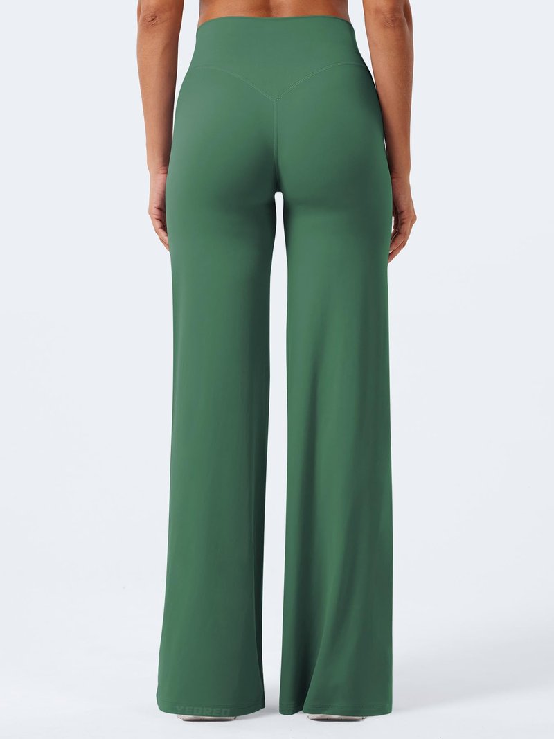 YEOREO Workout Leggings Womens No Front Seam Straight Leggings 33" High Waist Buttery Eddiy Gym Yoga Pants Dark Green XL