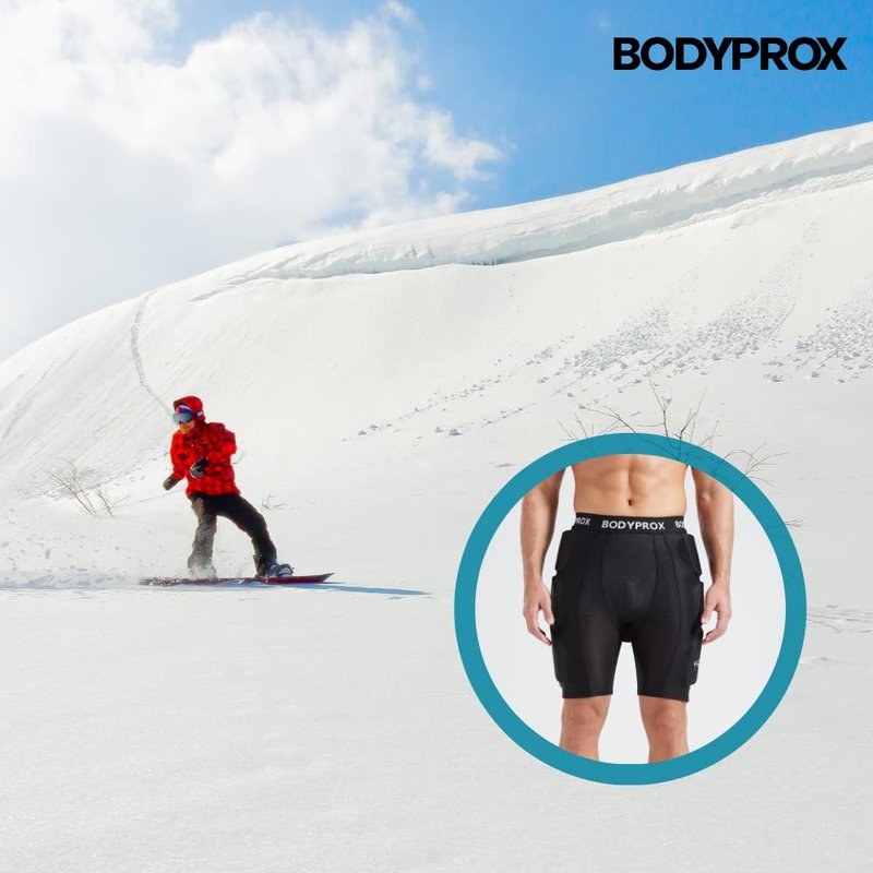 Bodyprox Protective Padded Shorts for Snowboard,Skate and Ski,3D Protection for Hip,Butt and Tailbone (Small) Black